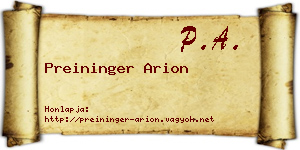 Preininger Arion névjegykártya